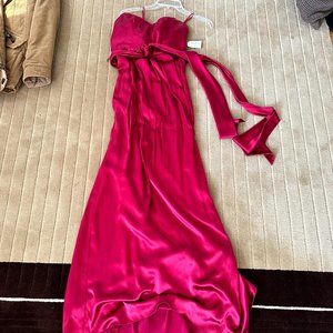 Nicole Miller Red Silk Strapless Gown Cocktail Evening Dress CA0166 Size 6 S M